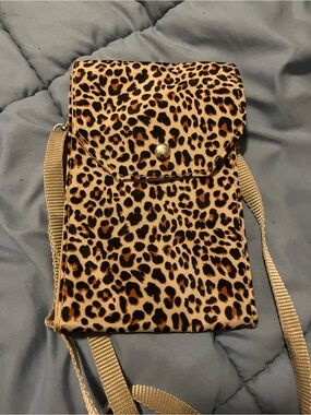 Initials Inc. Leopard Print Crossbody Phone Bag - Beige/Brown